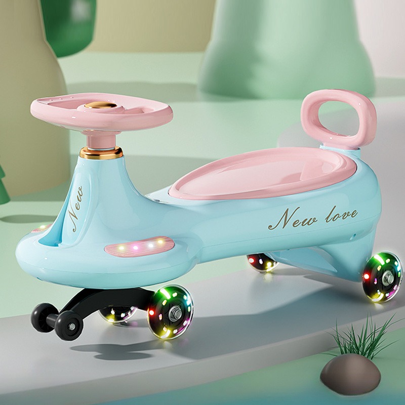 Kids Outdoor Ride On - Cute Kids Swing Wiggle Car Anti-Tip