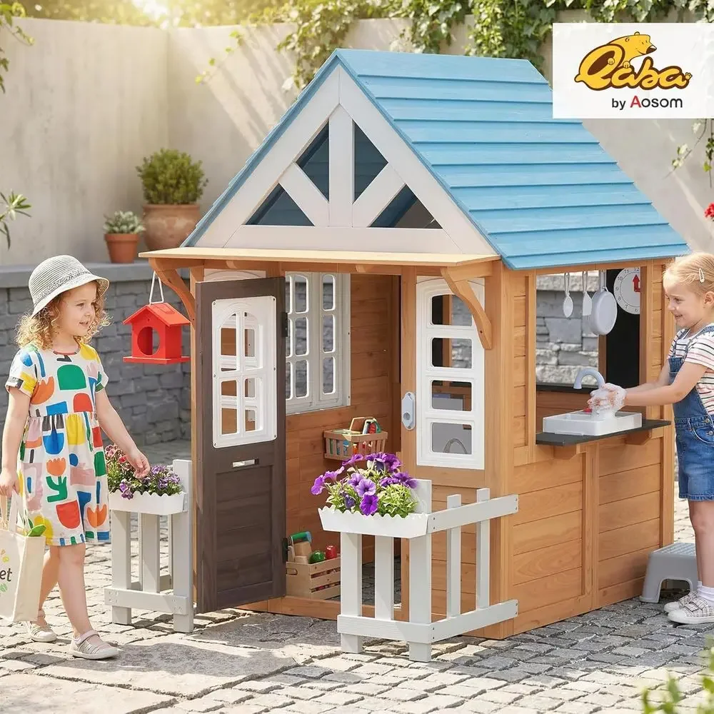 Qaba Outdoor Playhouse with Pe - огляд і ціна Qaba Kids Outdoor Playhouse