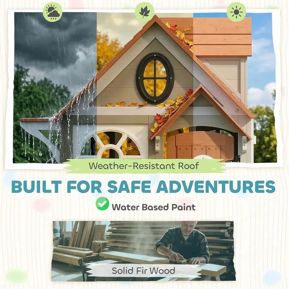Qaba Outdoor Playhouse, Wooden - огляд і ціна Qaba Kids Outdoor Playhouse