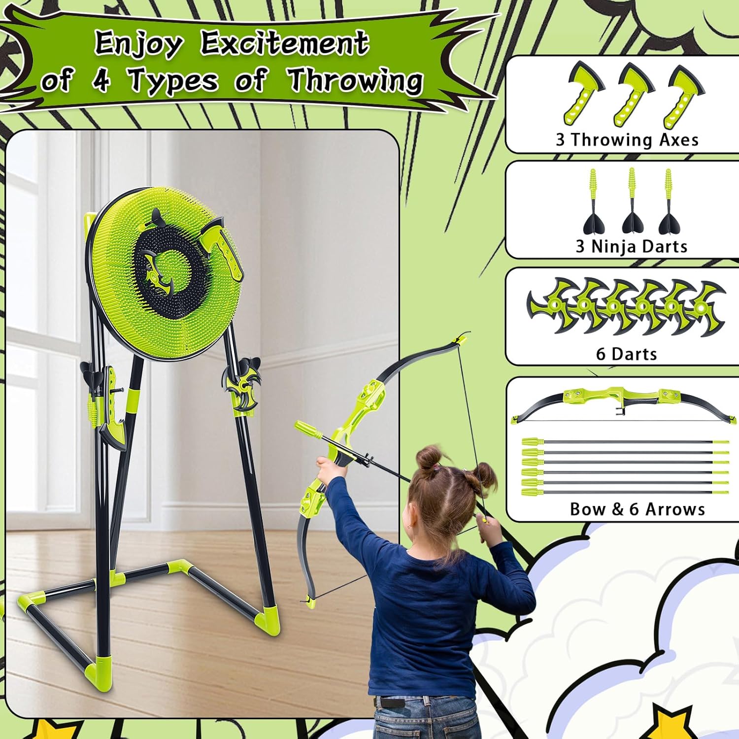 4 in 1 Axe Throwing Target Set - огляд і ціна Kids Outdoor Ninja Set