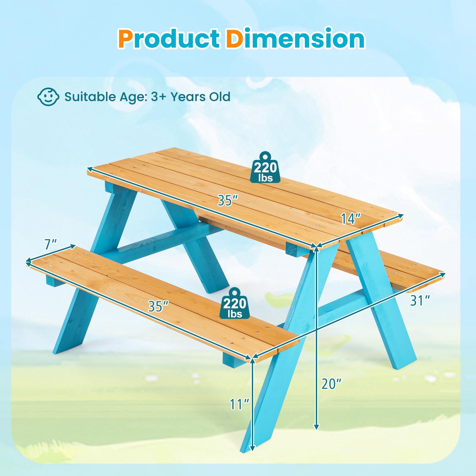 Z-CREAT Kids Wooden Outdoor Pi - огляд і ціна Kids Outdoor Table And Chair Set