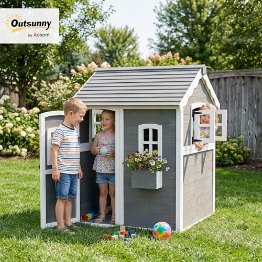 Outdoor wooden playhouse for k - огляд і ціна Kids Outdoor Flooring