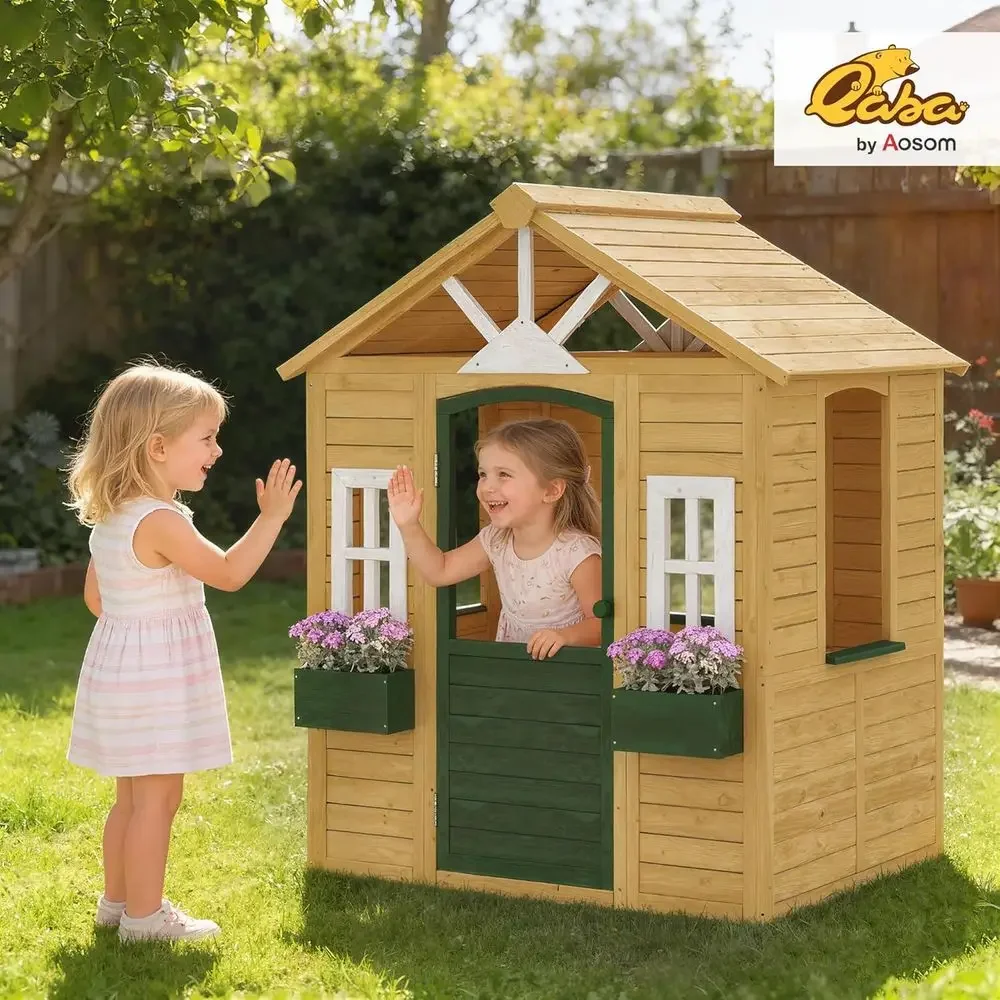 Qaba Outdoor Playhouse, Wooden - огляд і ціна Qaba Kids Outdoor Playhouse