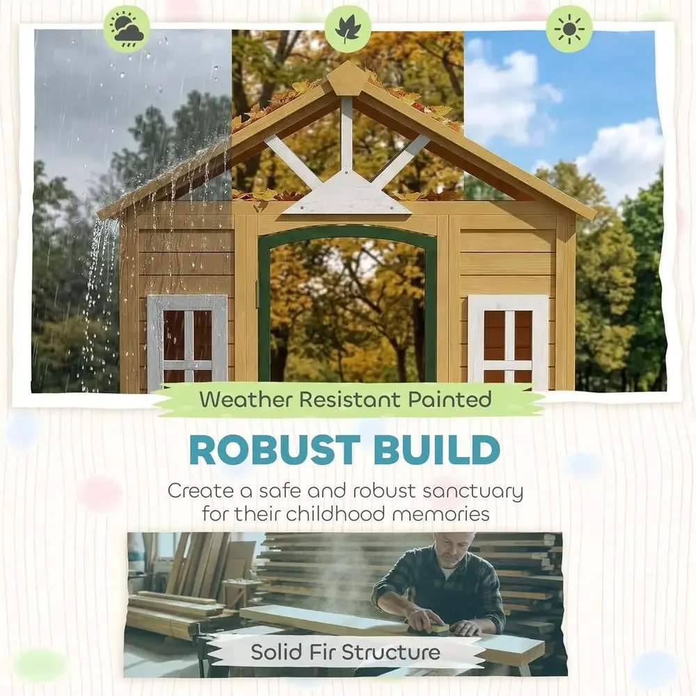 Qaba Outdoor Playhouse, Wooden - огляд і ціна Qaba Kids Outdoor Playhouse